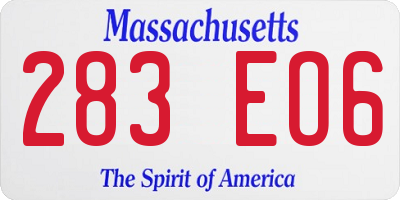 MA license plate 283EO6
