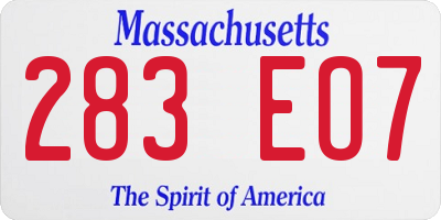 MA license plate 283EO7