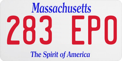 MA license plate 283EP0