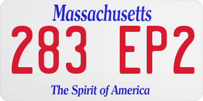 MA license plate 283EP2