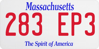 MA license plate 283EP3