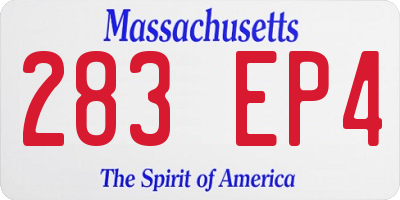 MA license plate 283EP4