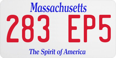 MA license plate 283EP5