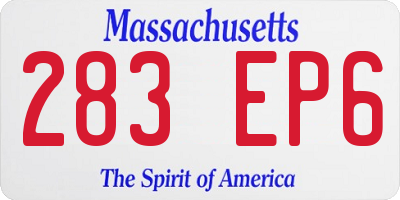 MA license plate 283EP6