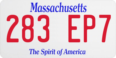 MA license plate 283EP7