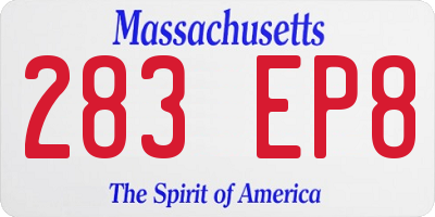 MA license plate 283EP8
