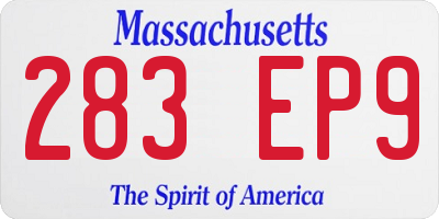 MA license plate 283EP9