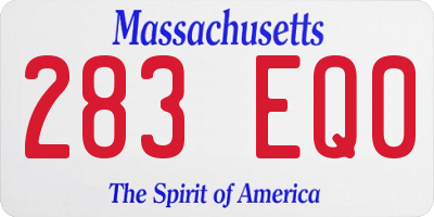 MA license plate 283EQ0