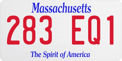 MA license plate 283EQ1