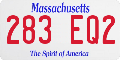 MA license plate 283EQ2