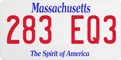MA license plate 283EQ3