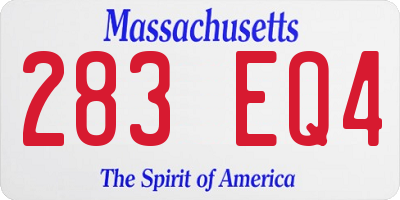 MA license plate 283EQ4