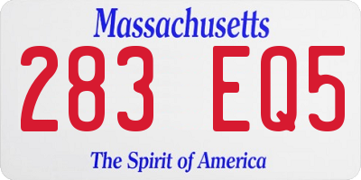 MA license plate 283EQ5