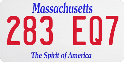 MA license plate 283EQ7