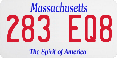 MA license plate 283EQ8
