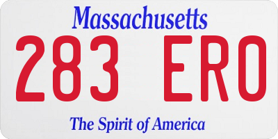 MA license plate 283ER0