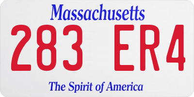 MA license plate 283ER4