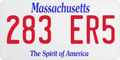MA license plate 283ER5