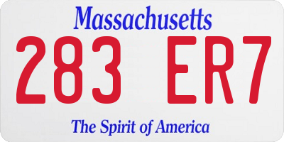MA license plate 283ER7