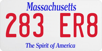 MA license plate 283ER8