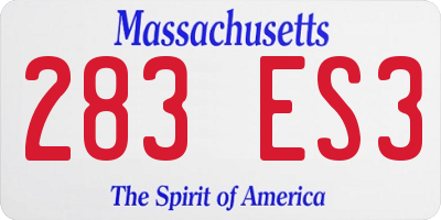 MA license plate 283ES3