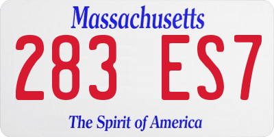 MA license plate 283ES7