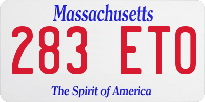 MA license plate 283ET0