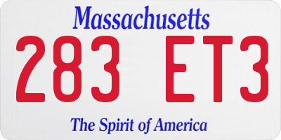 MA license plate 283ET3