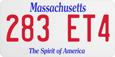 MA license plate 283ET4