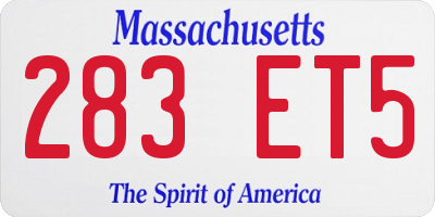 MA license plate 283ET5