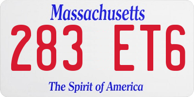 MA license plate 283ET6