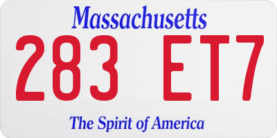 MA license plate 283ET7