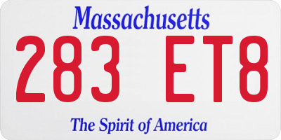 MA license plate 283ET8
