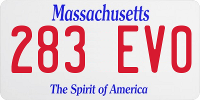 MA license plate 283EV0