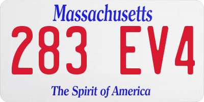 MA license plate 283EV4