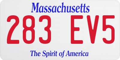 MA license plate 283EV5