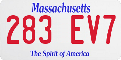MA license plate 283EV7