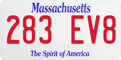 MA license plate 283EV8