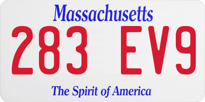 MA license plate 283EV9