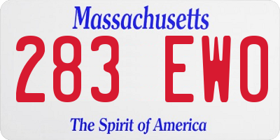 MA license plate 283EW0