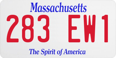 MA license plate 283EW1