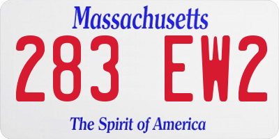 MA license plate 283EW2