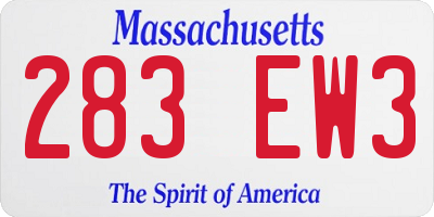 MA license plate 283EW3