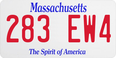 MA license plate 283EW4