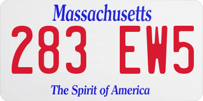 MA license plate 283EW5