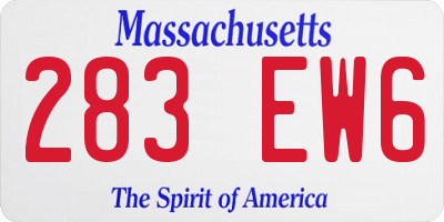 MA license plate 283EW6
