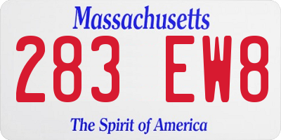 MA license plate 283EW8