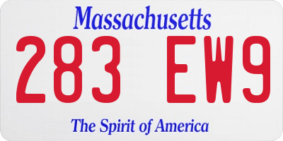 MA license plate 283EW9