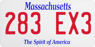 MA license plate 283EX3