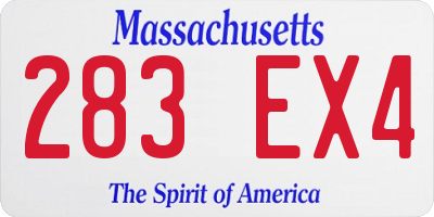 MA license plate 283EX4